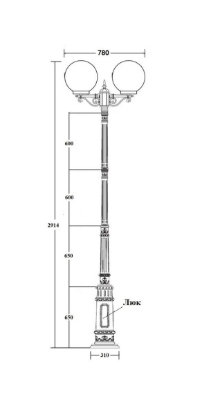 Фонарный столб YAOHUA LUX, Черный, Классика, 88210LA/E7 Bl Фонарный столб YAOHUA LUX, Черный, Классика, 88210LA/E7 Bl