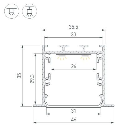 Профиль LINIA49-F-M-2000 WHITE (Arlight, Алюминий)