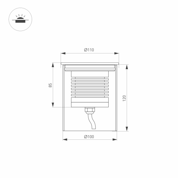 Светильник LTD-GROUND-R110-15W Day4000 (SL, 20 deg, 230V) (Arlight, IP67 Металл, 3 года)