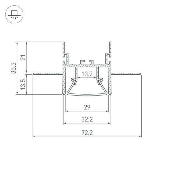 Профиль FOLED-CEIL-CENTER-2000 (Arlight, Алюминий)