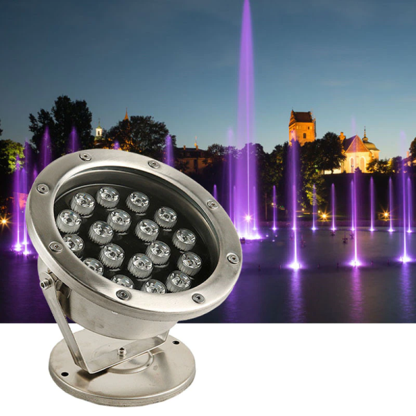 Светильник для водоемов, UG1463, DC12V  54W(18*3W) IP68  RGB, сатин-никель Светильник для водоемов, UG1463, DC12V  54W(18*3W) IP68  RGB, сатин-никель