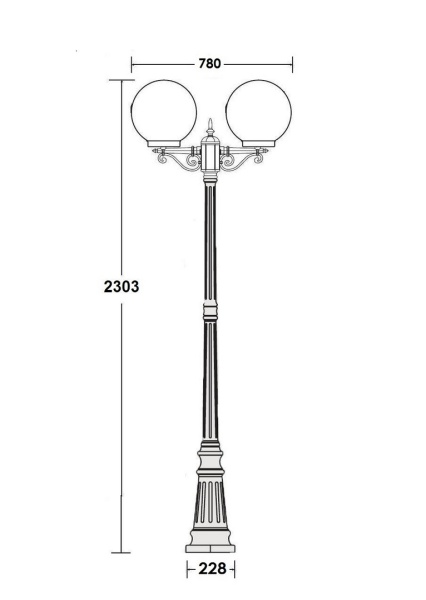 Фонарный столб YAOHUA LUX, Черный с золотой патиной, Классика, 88209PGA Gb