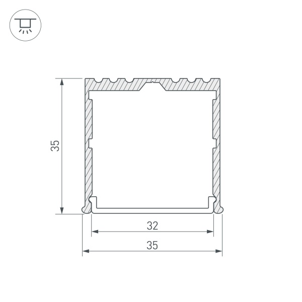 Профиль ARH-POWER-W35-3000 ANOD (Arlight, Алюминий)