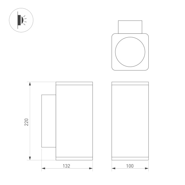 Светильник LGD-EVO-WALL-TWIN-S100x100-2x12W Warm3000 (GR, 44 deg, 230V) (Arlight, IP54 Металл, 3 года)