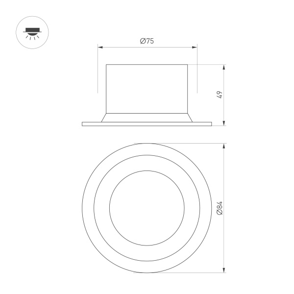 Светильник MS-DROP-BUILT-R84-8W Warm2700 (BK, 85 deg, 230V) (Arlight, IP54 Металл, 5 лет)