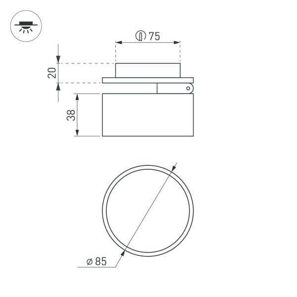 Светильник LGD-POT-BUILT-R85-12W Day4000 (BK, 100 deg, 230V) (Arlight, IP44 Металл, 5 лет)