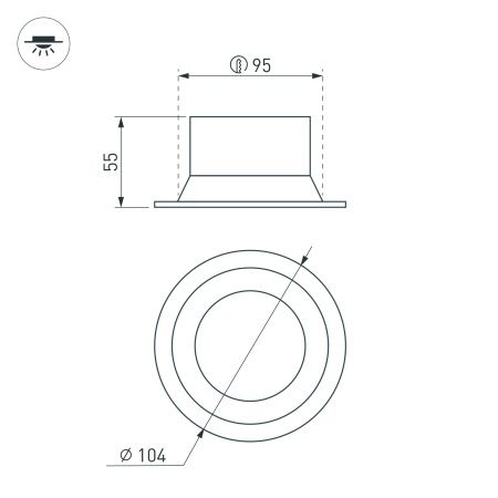 Светильник MS-BREEZE-BUILT-R104-12W Warm2700 (BK, 85 deg, 230V) (Arlight, IP20 Металл, 5 лет)