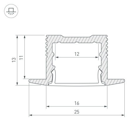 Профиль SL-SLIM-H13M-F25-3000 ANOD (Arlight, Алюминий)