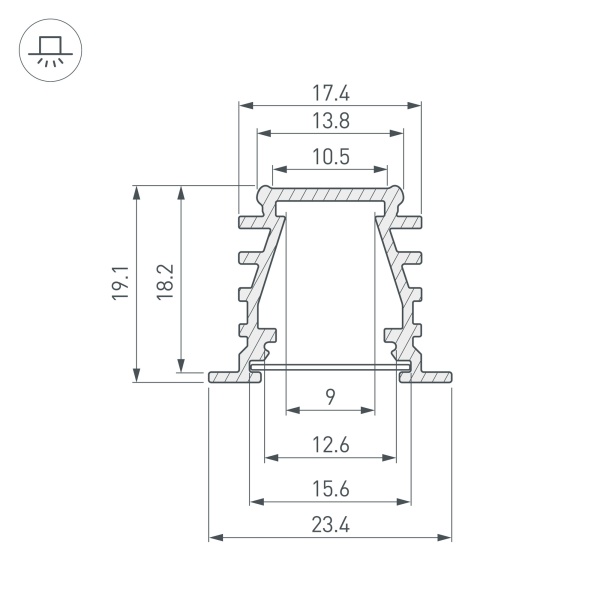 Профиль TOP-DEEP-F-2000 ANOD (K13,P15) (Arlight, Алюминий)