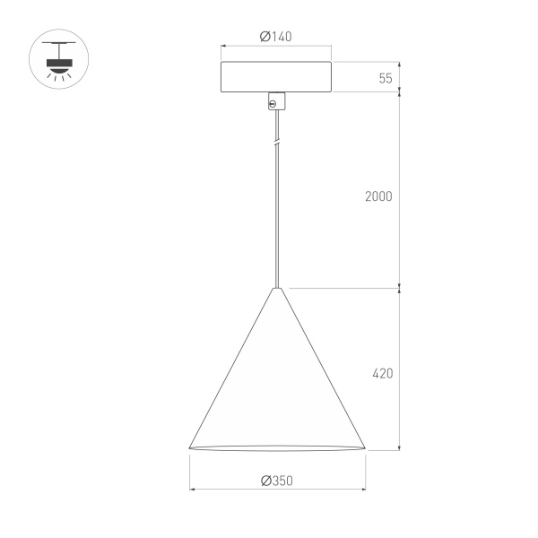 Светильник SP-MAKOTO-R350-14W Warm2700 (BK, 36 deg, 230V, TRIAC) (Arlight, IP20 Металл, 3 года)