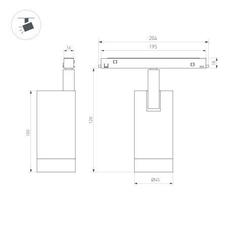 Светильник MAG-FLEX-SPOT-R45-12W Warm3000 (BK, 24 deg, 48V) (Arlight, IP20 Металл, 5 лет)