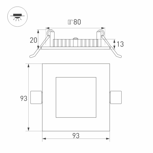 Светильник DL-93x93M-5W Warm White (Arlight, IP40 Металл, 3 года)