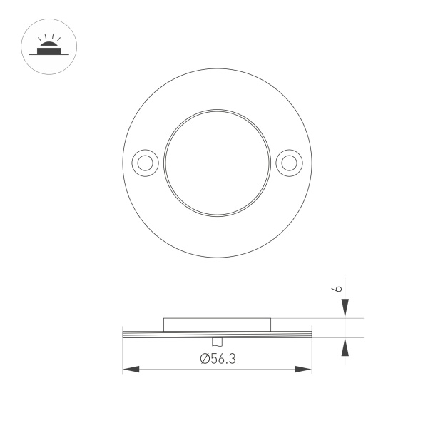 Светильник ART-DECK-LAMP-R56-3W Warm3000 (SL, 120 deg, 24V) (Arlight, IP67 Металл, 3 года)