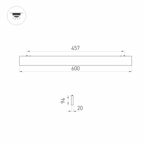 Светильник ALT-LINEAIR-FLAT-UPDOWN-DIM-S2094-600-25W Warm3000 (BK, 100 deg, 230V) (Arlight, IP20 Металл, 3 года)