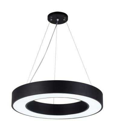 Светильник кольцевой линейный светодиодный  подвесной, HB0306, LED 48W 4000К диаметр 600mm, черный