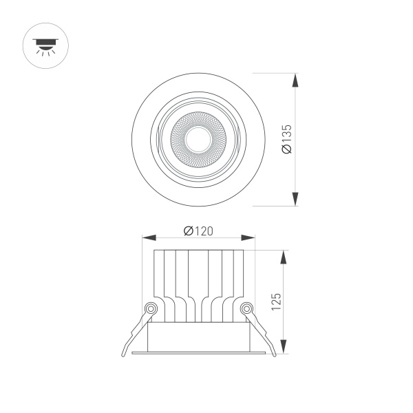 Светильник MS-VORTEX-BUILT-R135-30W Warm3000 (WH-WH, 17 deg, 230V) (Arlight, IP20 Металл, 5 лет) Светильник MS-VORTEX-BUILT-R135-30W Warm3000 (WH-WH, 17 deg, 230V) (Arlight, IP20 Металл, 5 лет)