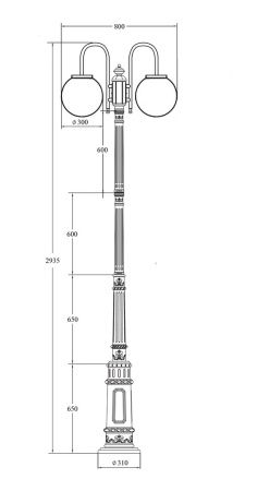 Фонарный столб YAOHUA LUX, Черный, Классика, 88210LA/10/E7/down Bl Фонарный столб YAOHUA LUX, Черный, Классика, 88210LA/10/E7/down Bl