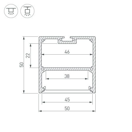 Профиль с экраном SL-LINE-5050-2500 WHITE+OPAL (Arlight, Алюминий)