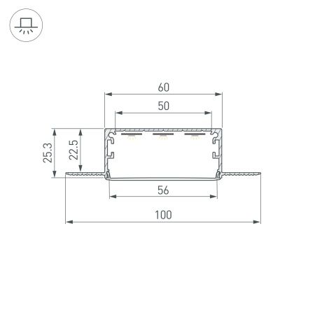 Профиль LINIA60-FANTOM-3000 ANOD (Arlight, Алюминий)
