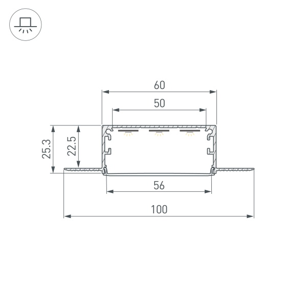 Профиль LINIA60-FANTOM-3000 ANOD (Arlight, Алюминий)