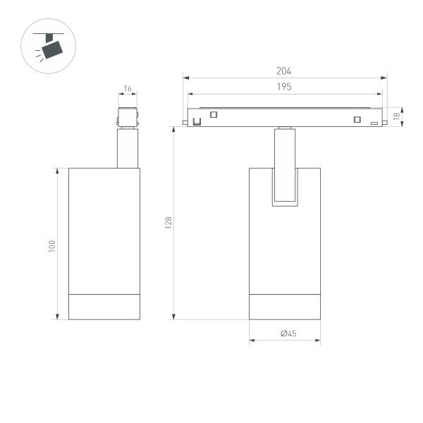Светильник MAG-ORIENT-SPOT-R45-9W Warm3000 (BK, 24 deg, 48V, DALI) (Arlight, IP20 Металл, 5 лет)