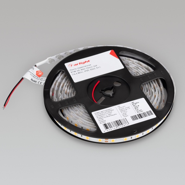 Лента герметичная RTW-SE-B60-10mm 24V White6000 (14.4 W/m, IP65, 5m) (Arlight, -)