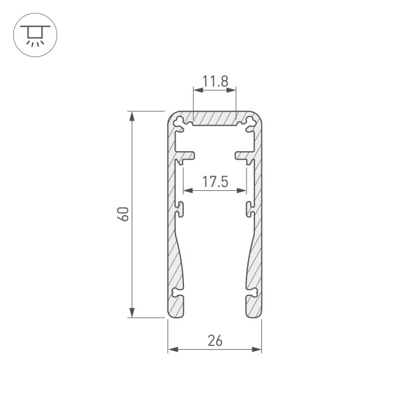 Профиль ALU-HANDRAIL-2000 FOR GLASS 17.5 (Arlight, Алюминий)