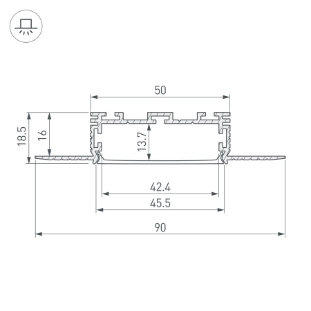 Профиль KLUS-POWER-W50H16-F-HIDE-2000 (Arlight, Алюминий)
