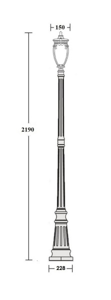 Фонарный столб YAOHUA LUX, Черный, Классика, 86209 Bl