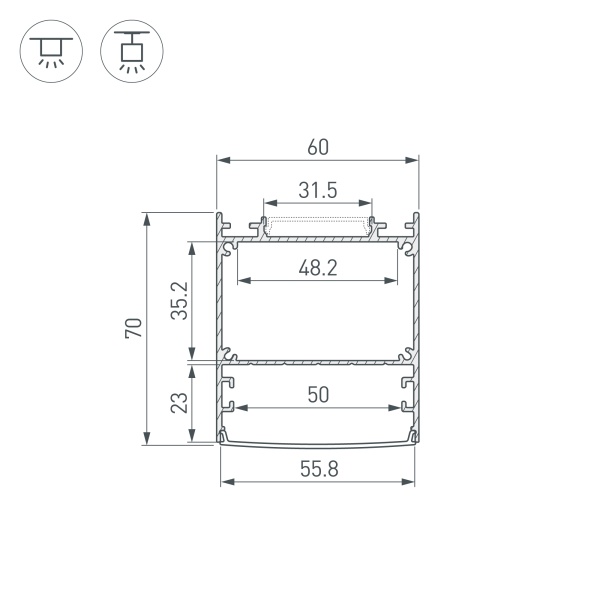 Профиль LINE-6070-3000 ANOD BLACK (Arlight, Алюминий)