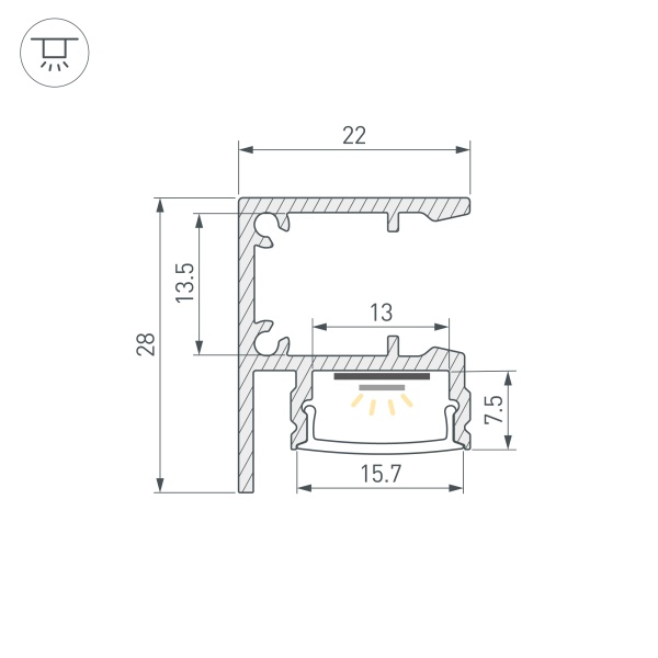 Профиль WALL-2228-2000 ANOD BLACK (Arlight, Алюминий)
