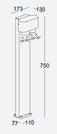 Светильник садово-парковый "Кипр", G4177, 2*GU-10  IP44  h=0.75m, темно серый