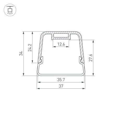 Профиль с экраном LINE-D-3734-2000 TETRA BLACK+OPAL (Arlight, Алюминий)
