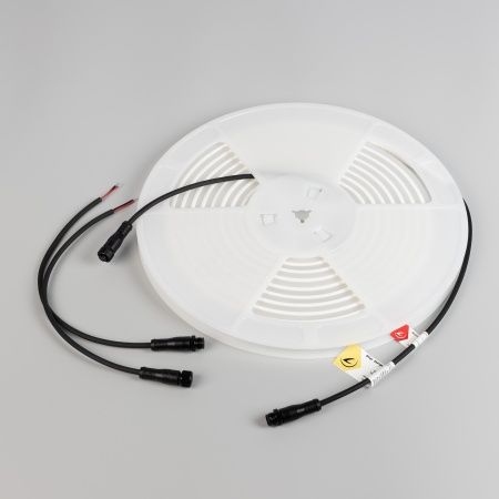 Лента герметичная WAVE-TOP-PU-A144-10x10mm 24V Warm3000 (5 W/m, IP68, 5m, wire x2) (Arlight, Вывод боковой, 3 года)