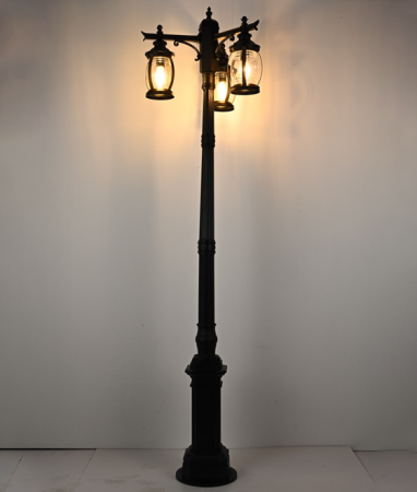 Светильник садово-парковый "Варна", G3960-3, 3*Е27 3*60W  IP44  h=2.51m, black+ wood