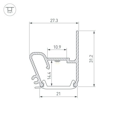 Профиль STRETCH-S-20-WALL-SIDE-2000 (RESPECT-ST) (Arlight, Алюминий)