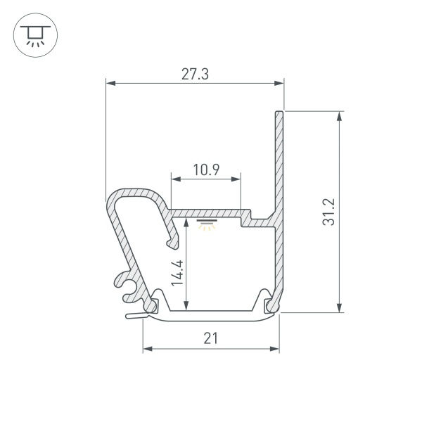 Профиль STRETCH-S-20-WALL-SIDE-2000 (RESPECT-ST) (Arlight, Алюминий)