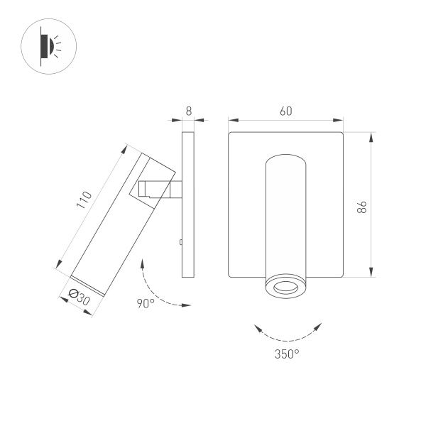 Светильник SP-READER-S60x86-3W Warm2700 (WH, 20 deg, 230V) (Arlight, IP20 Металл, 3 года)