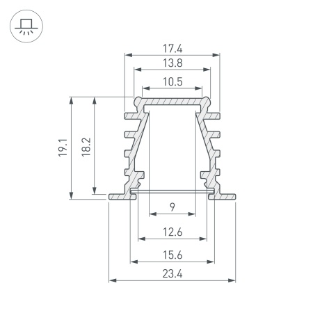 Профиль TOP-DEEP-F-2000 ANOD (K13,P15) (Arlight, Алюминий)