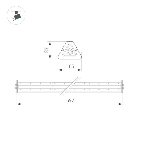 Светильник SP-LAGERN-L630-100W Day4000 (WH, 60х110 deg, 230V) (Arlight, IP65 Металл, 5 лет)