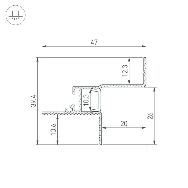 Профиль СEIL-S12-SHADOW-20-SIDE-3000 ANOD BLACK (Arlight, Алюминий)