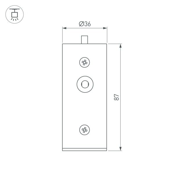 Заглушка ROUND-D36-360 BLACK с отверстием (Arlight, Металл)