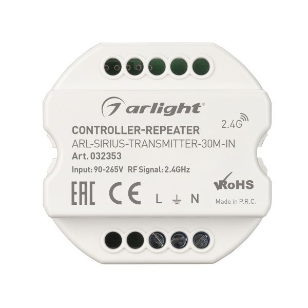 Контроллер-усилитель ARL-SIRIUS-TRANSMITTER-30M-IN (230V, 2.4G) (Arlight, IP20 Пластик, 3 года) Контроллер-усилитель ARL-SIRIUS-TRANSMITTER-30M-IN (230V, 2.4G) (Arlight, IP20 Пластик, 3 года)